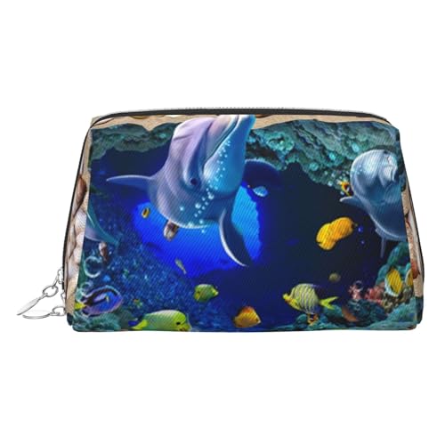 Underwater World Make-up-Tasche, Kosmetiktasche mit Handgelenkschlaufe, Reise-Kulturbeutel, Make-up-Tasche, Blau, silber, Einheitsgröße Underwater World Make-up-Tasche, Kosmetiktasche mit Handgelenkschlaufe, Reise-Kulturbeutel, Make-up-Tasche, Blau, silber, Einheitsgröße von ESNAIUVCD