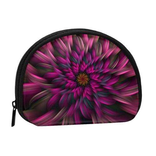 Weinrote tragbare Mini-Aufbewahrungstasche mit künstlerischem Blumendruck, Muschelform, kleine Münzgeldbörse, Muschel-Aufbewahrungstasche von ESNAIUVCD