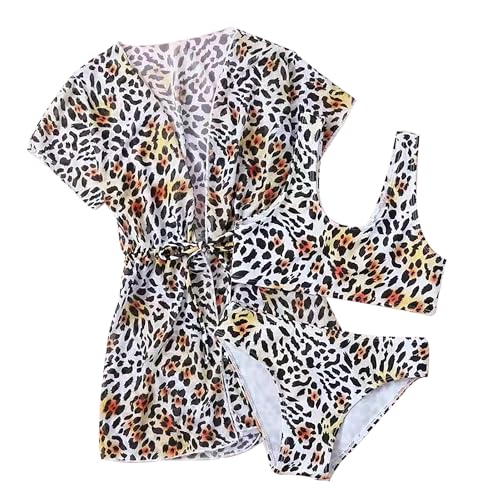 ESORNUG Kinderbadeanzug Mädchen Sport Schnell Trocknen Badeanzug Bademode Schwimmen Leopard Badeanzüge Schwimmkleid Badeshirt Oberteil Bade Bekleidung Strandkleidung Badeanzuge von ESORNUG