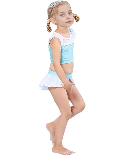 ESORNUG Mädchen Badeanzug Sport Schnell Trocknen Badeanzug Bademode Schwimmen Badeanzüge Cinderella Prinzessin Kostüm Schwimmkleid Badeshirt Oberteil Bade Bekleidung von ESORNUG