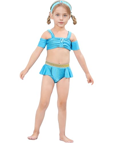 ESORNUG Mädchen Schwimmkleidung Swimwear Beachwear Strandbikini Badekleidung Strandkleidung Badeanzuge Jasmin Prinzessin Kostüm Badeset Strandbekleidung Badekleid Schwimmbekleidung von ESORNUG