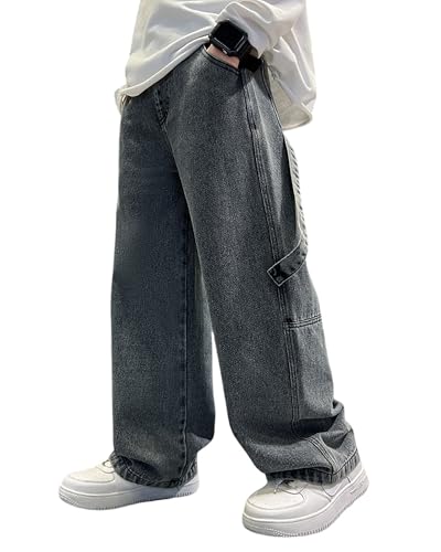 ESORNUG Stilvolle Jungen Relaxed Fit Jeans Denim Hosen Geradem Bein Bequeme Hosen Jeanshose für Besondere Anlässe von ESORNUG