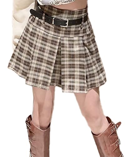 Faltenrock Mädchen Girls School Uniform Pleated Skirts Mädchen Kurz Glocken Rock Skater Mini Rock 140 von ESORNUG