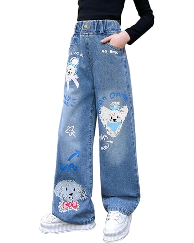 Mädchen Weite Bein Jeans Funkelnde Bequeme Denim Hosen Loose Fit Cargo Hosen Jeanshose Streetwear für Partys von ESORNUG