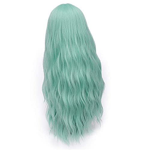 ESPADE Wig Anime Cosplay 70 cm Long Pink Wavy Wig Cosplay Natural Synthetic Women's Blond Wig 28 Color Heat-Resistant Hair 28inches Cyan von ESPADE