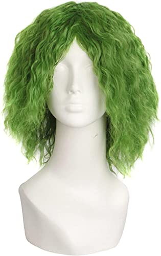ESPADE Wig Anime Cosplay BatmanThe Dark Knight Comics Heath Ledger Joker Cosplay Perücke Herren Lockiges Grün Hitzebeständige Kunsthaarperücken + Perückenkappe von ESPADE