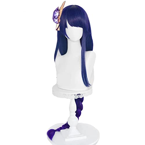 ESPADE Wig Anime Cosplay Game Genshin Impact Shogun Woman 100cm lang Gradient lila geflochtene Kunsthaar Perücken Halloween Party Rollenspiel Perücken von ESPADE