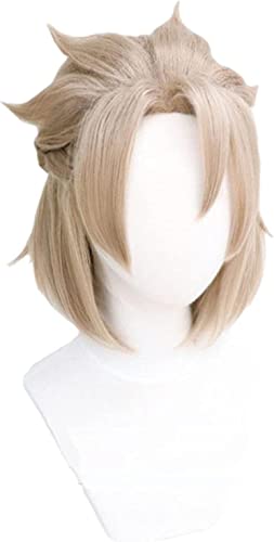 ESPADE Wig Anime Cosplay Genshin Impact Albedo Cosplay 35cm Kurzes Leinen Hitzebeständiges Synthetisches Haar Halloween Party Anime Cosplay Perücken von ESPADE