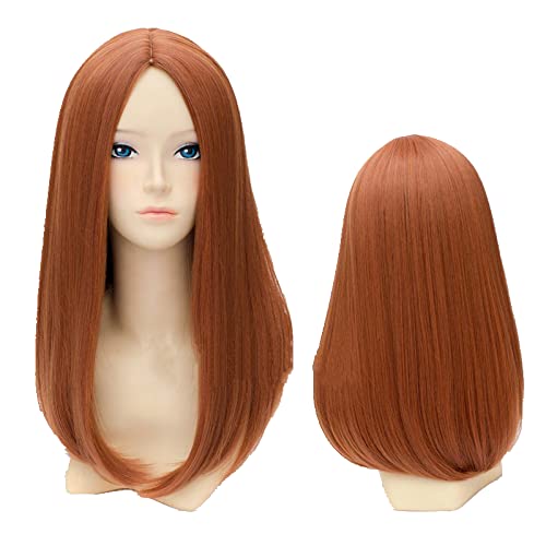 ESPADE Wig Anime Cosplay Perücke Captain America 2 Natasha Romanoff Perücke Cosplay Anime Sintetis Belah Tengah Lurus Panjang Sedang + Topi Perücke von ESPADE