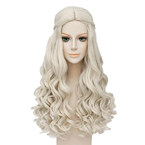 ESPADE Wig Anime Cosplay Perücke Cosplay Ratu Putih Rambut Sintetis Gaya Kepang Panjang Bergelombang Pirang Serat Tahan Panas von ESPADE