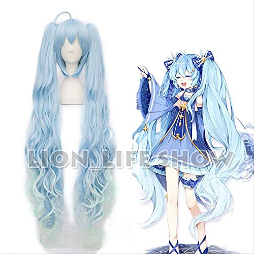 ESPADE Wig Anime Cosplay Vocaloid 2017 Snow Star Princess Long Blue Curly Wavy Cosplay Wig von ESPADE