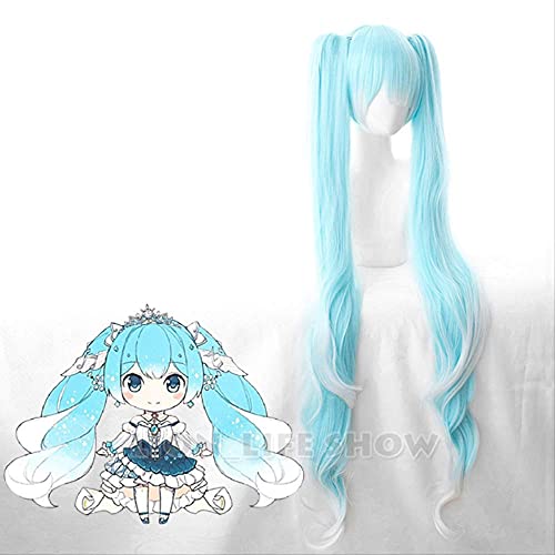 ESPADE Wig Anime Cosplay Vocaloid 2019 Snow Princess Blue Mixed White Ponytails Cosplay Wigs von ESPADE