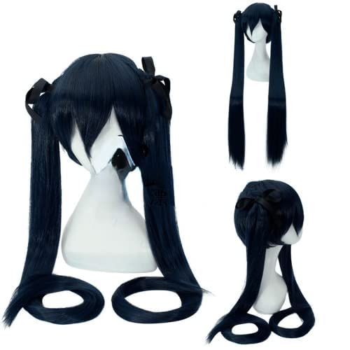 ESPADE Wig Anime Cosplay Wig for Carnival Nightlife CluI Party Dress Up Wig Vocaloid Hatsune Miku Series Tiger Mouth Clip Multicolor Double Ponytail Anime Wig Color: Black and Blue Strap Hatsune (2) von ESPADE