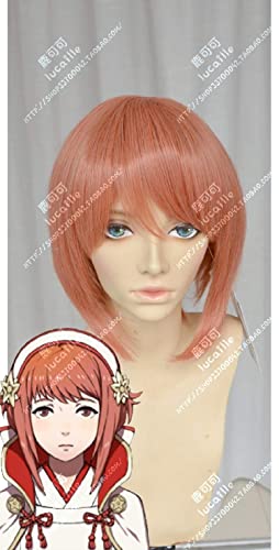Wig Anime Cosplay Game Fire Emblem Loving Priestess Sakura Cosplay Wig Short Orange Red Heat Resistant Synthetic Hair Wigs + Wig Cap von ESPADE