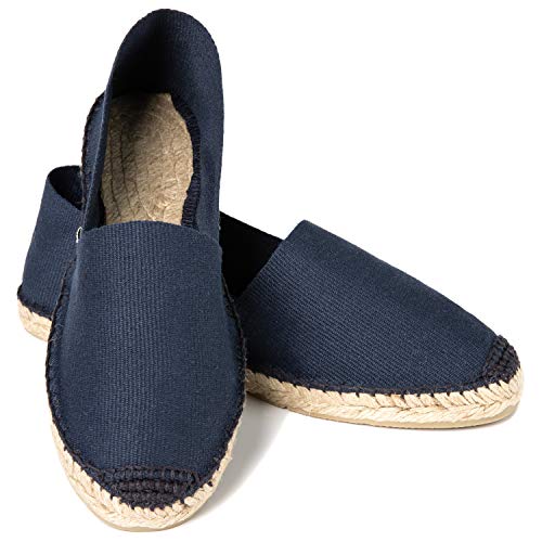 ESPADELLE Klassische Damen Slip-on Espadrilles aus Baumwolle mit Schuhbeutel, Marine, 37, Handmade in Spain von ESPADELLE