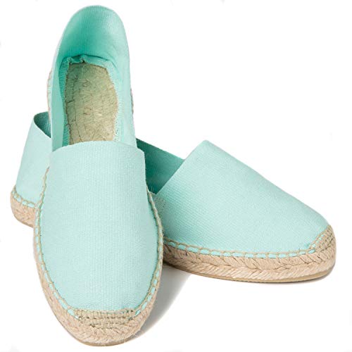 ESPADELLE Klassische Damen Slip-on Espadrilles aus Baumwolle mit Schuhbeutel, Mint, 36, Handmade in Spain von ESPADELLE