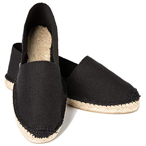 ESPADELLE Klassische Damen Slip-on Espadrilles aus Baumwolle mit Schuhbeutel, Panther, 37, Handmade in Spain von ESPADELLE