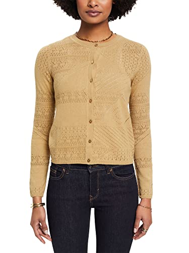 ESPRIT Collection Damen 033eo1i305 Strickjacke, 250/Khaki Beige, M von ESPRIT