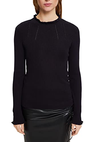 ESPRIT Gerippter Pullover mit Rüschen, Tencel™ von ESPRIT