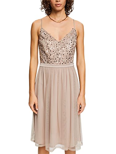 ESPRIT Damen 022EO1E341 Kleid, 260/LIGHT Taupe, M von ESPRIT