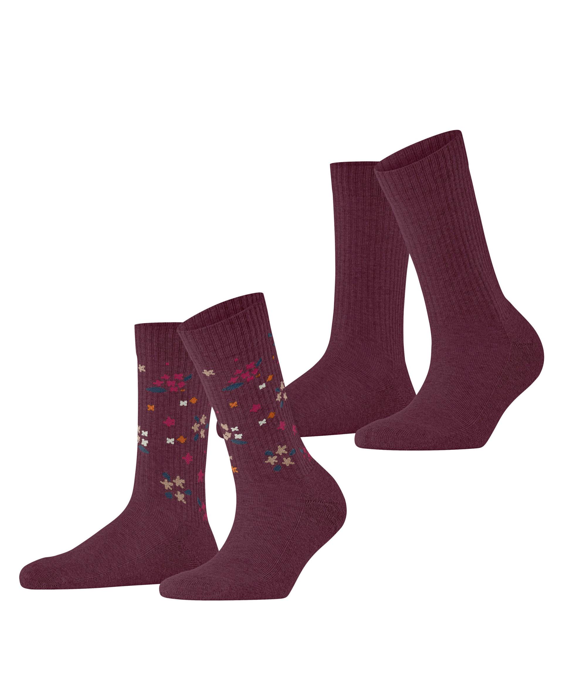 ESPRIT socks & tights - Esprit Flower Rib 2-Pack Damen shadow red - Gr. - 40.5 von ESPRIT socks & tights