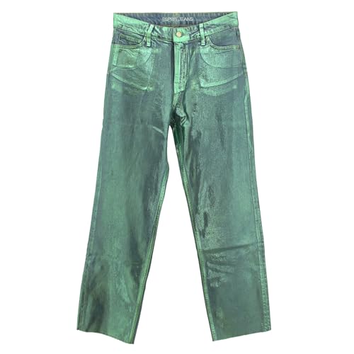 ESPRIT, Medum Rise Retro Straight, Damen Jeans Hose Denim Ohne Stretch Blautürkis Metallic W 29 L 30 von ESPRIT