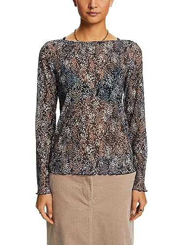 ESPRIT Plissiertes Mesh-Top mit Muster von ESPRIT