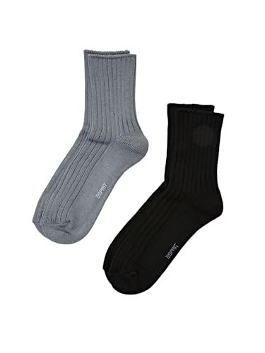 ESPRIT Damen Socken Cosy Rib 2-Pack W SO Baumwolle Wolle einfarbig 2 Paar, Mehrfarbig (Sortiment 0030), 39-42 von ESPRIT