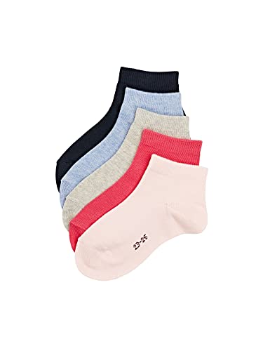 ESPRIT Unisex Kinder Sneakersocken Solid Mix Multipack K Sn Baumwolle kurz einfarbig 5 Paar, Mehrfarbig Blue Grey Pink Mix 0010, 35-38 von ESPRIT