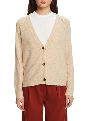 ESPRIT Geknöpfter Cardigan mit V-Ausschnitt, Wollmix von ESPRIT