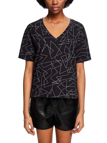 ESPRIT Baumwoll-T-Shirt mit V-Ausschnitt und Print von ESPRIT