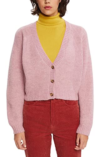 ESPRIT Damen 092EE1I306 Strickjacke, 694/LIGHT PINK 5, L von ESPRIT