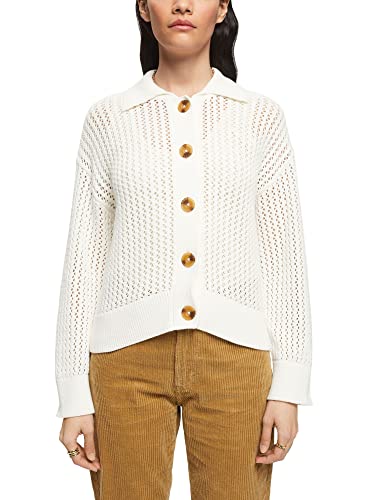 ESPRIT Damen 013EE1I316 Strickjacke, 110/OFF White, L von ESPRIT