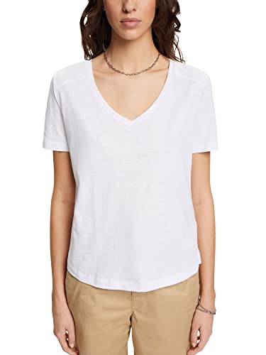 ESPRIT Damen 023ee1k330 T-Shirt, 100/White, XXS von ESPRIT