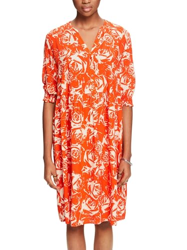 ESPRIT Damen 034EE1E374 Kleid, 882/BRIGHT ORANGE 3, 36 von ESPRIT