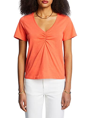 ESPRIT Damen 043CC1K302 T-Shirt, 870/CORAL ORANGE, XS von ESPRIT