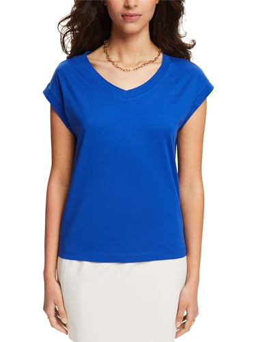 ESPRIT Damen 044ee1k310 T-Shirt, 410/Bright Blue, X-Small von ESPRIT