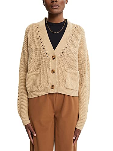 ESPRIT Damen 992EE1I325 Strickjacke, 285/SAND, XXS von ESPRIT