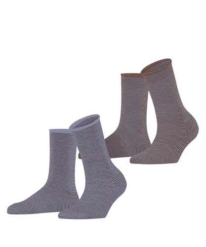 ESPRIT Damen Socken Allover Stripe Multipack W So Baumwolle gemustert 2 Paar, Braun Brown Mix 0190, 39-42 von ESPRIT