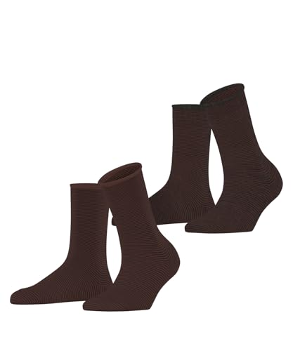 ESPRIT Damen Socken Allover Stripe Multipack W So Baumwolle gemustert 2 Paar, Braun Brown 0210, 35-38 von ESPRIT