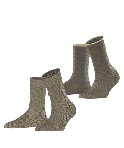 ESPRIT Damen Allover Stripe Multipack W So Baumwolle Gemustert Socken, Braun Kahkekar 0320, 35-38 (2er Pack) von ESPRIT