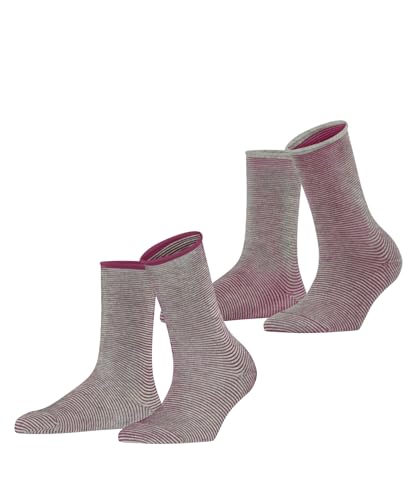 ESPRIT Damen Allover Stripe Multipack W So Baumwolle Gemustert Socken, Mehrfarbig Cerise Grey 0330, 39-42 (2er Pack) von ESPRIT