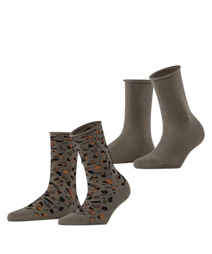 ESPRIT Damen Art Pattern Multipack W So Baumwolle Gemustert Socken, Braun Nutmeg Melange 5410, 39-42 (2er Pack) von ESPRIT