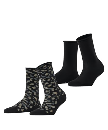 ESPRIT Damen Art Pattern Multipack W So Baumwolle Gemustert Socken, Schwarz Black 3000, 39-42 (2er Pack) von ESPRIT