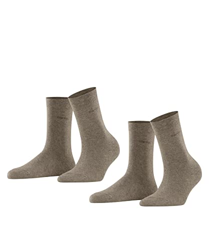 ESPRIT Damen Socken Basic Easy Multipack W So Baumwolle einfarbig 2 Paar, Braun Nutmeg Melange 5410, 35-38 von ESPRIT
