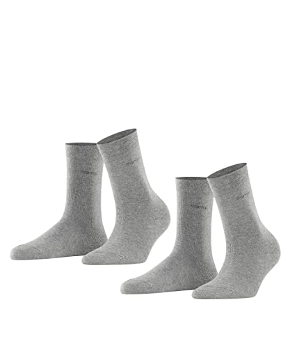 ESPRIT Damen Socken Basic Easy 2-Pack W SO Baumwolle einfarbig 2 Paar, Grau (Light Grey Melange 3390), 35-38 von ESPRIT