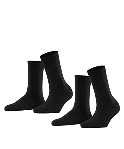 ESPRIT Damen Socken Basic Easy 2-Pack W SO Baumwolle einfarbig 2 Paar, Schwarz (Black 3000), 39-42 von ESPRIT
