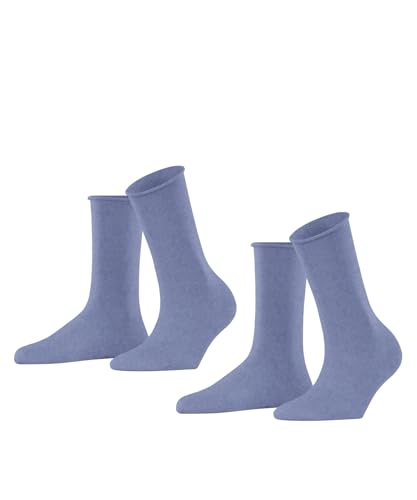 ESPRIT Damen Socken Basic Pure 2-Pack W SO Baumwolle einfarbig 2 Paar, Blau (Jeans Melange 6458), 35-38 von ESPRIT