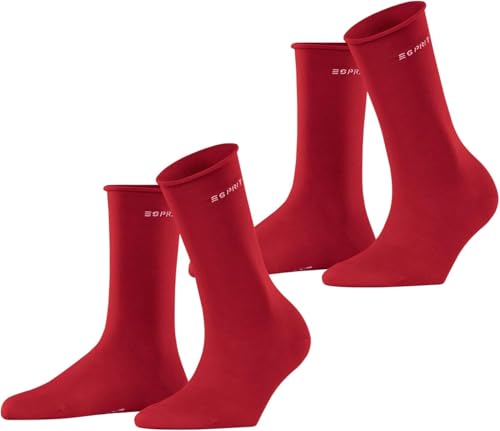 ESPRIT Damen Basic Pure 2-Pack W SO Baumwolle einfarbig 2 Paar Socken, Pink (Red Pepper 8074), 39-42 (2er Pack) von ESPRIT