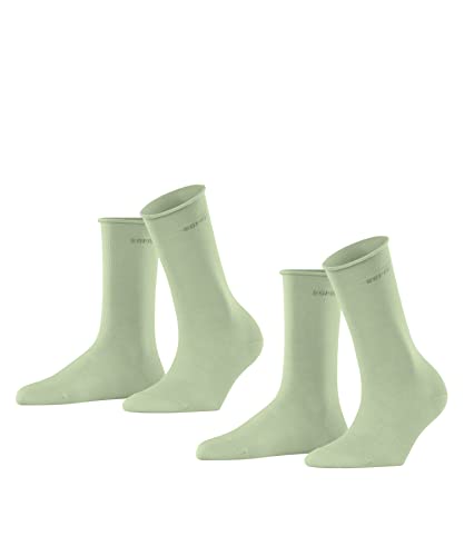 ESPRIT Damen Basic Pure 2-Pack W SO Baumwolle einfarbig 2 Paar Socken, blickdicht, Grün (Light Green 7313), 39-42 (2er Pack) von ESPRIT